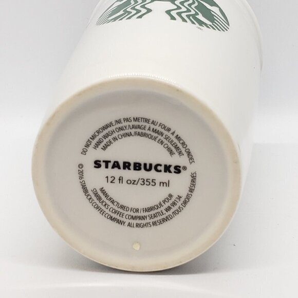 Starbucks White Ceramic Siren Double Walled Tumbler Tall 12oz - Picture 6 of 7